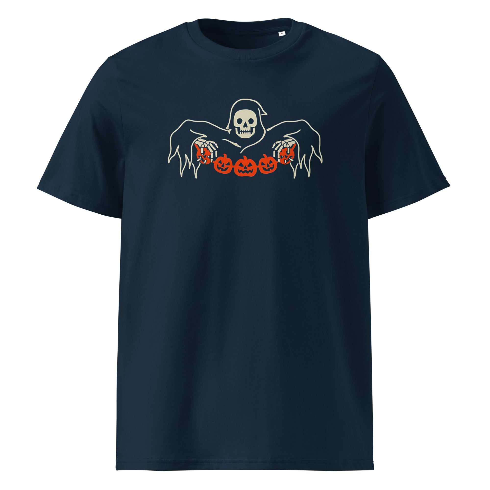 929™ Halloween Pumpkin & Skeleton Design Unisex organic cotton t-shirt